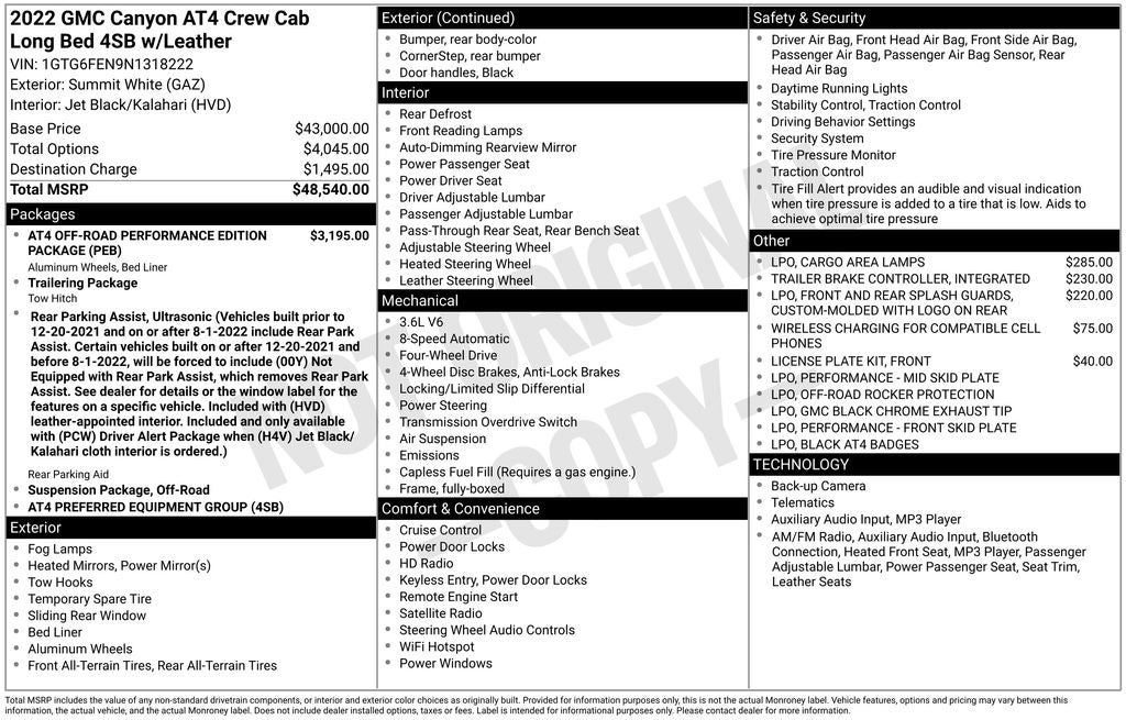 2022 GMC Canyon AT4 w/Leather