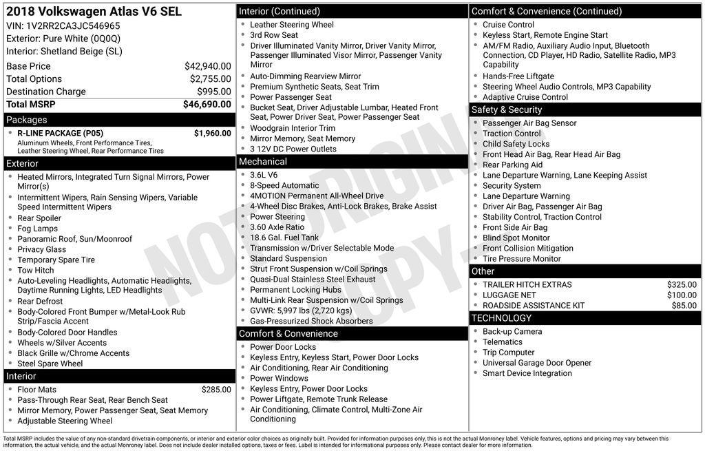 2018 Volkswagen Atlas SEL 4Motion