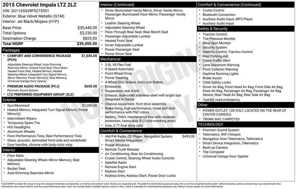 2015 Chevrolet Impala LTZ 2LZ