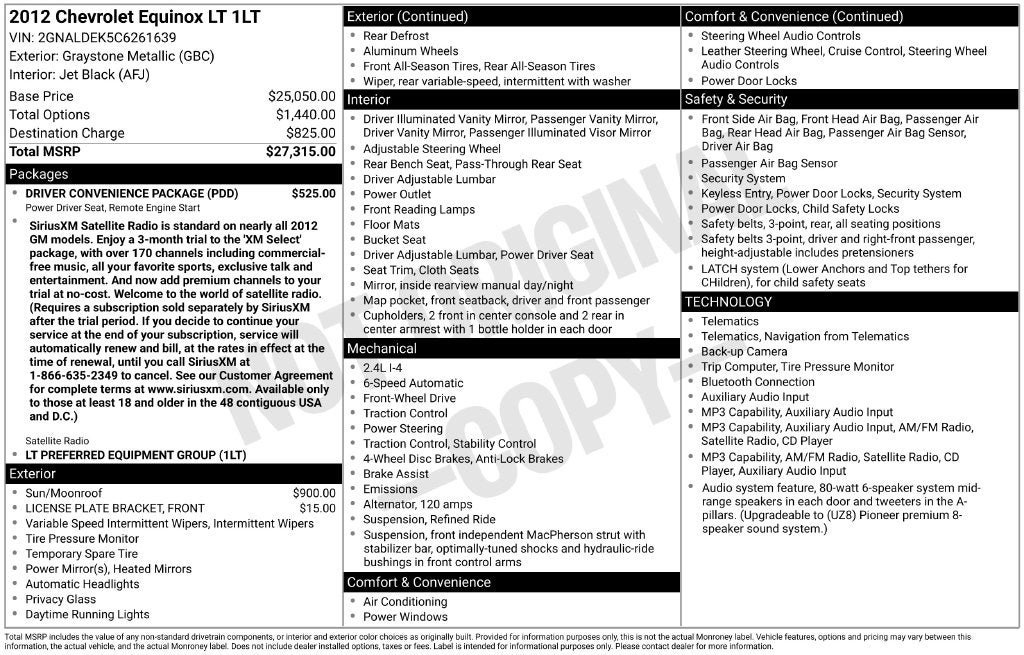 2012 Chevrolet Equinox LT 1LT