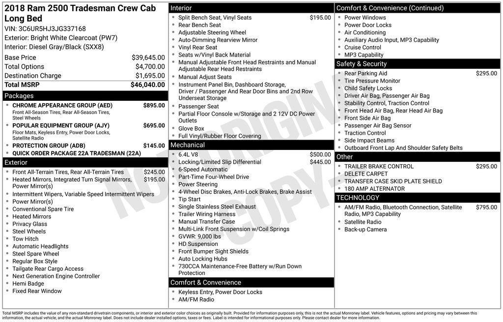 2018 RAM 2500 Tradesman