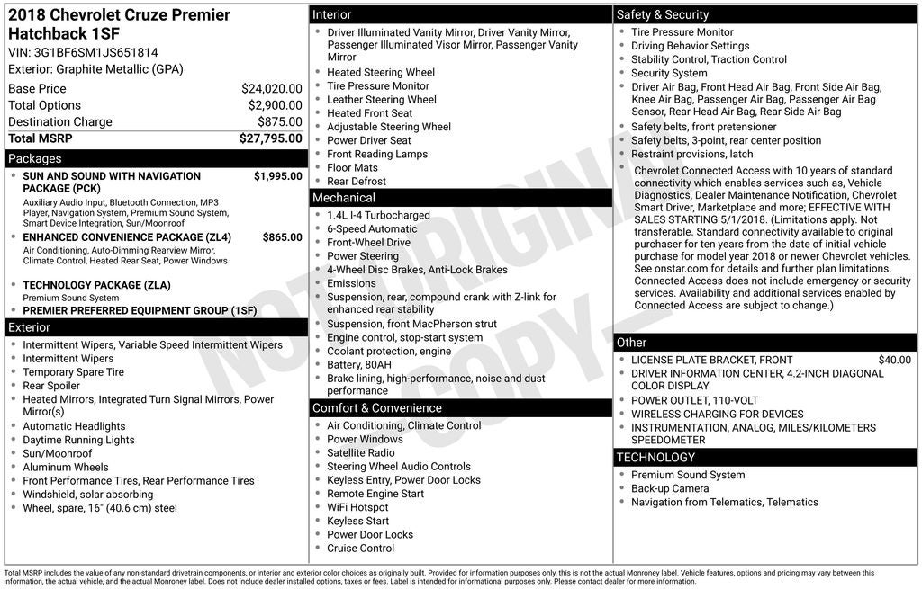 2018 Chevrolet Cruze Premier