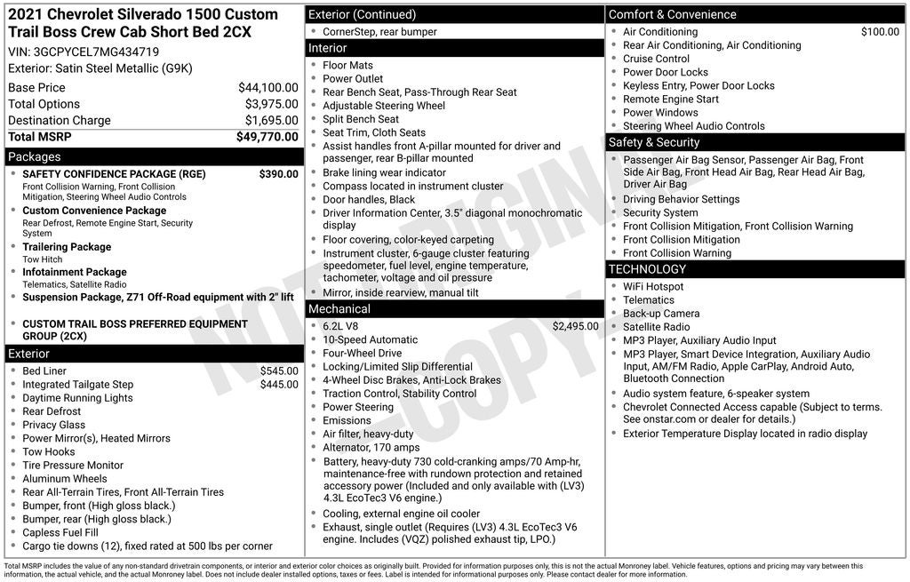 2021 Chevrolet Silverado 1500 Custom Trail Boss