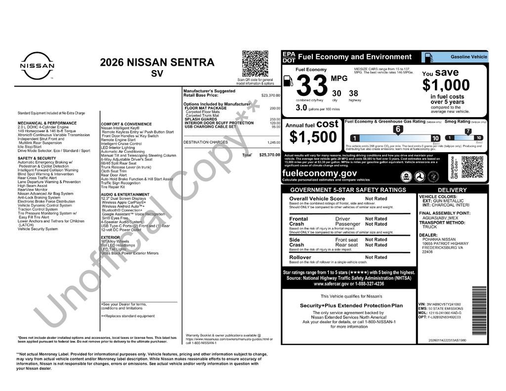 2026 Nissan Sentra SV