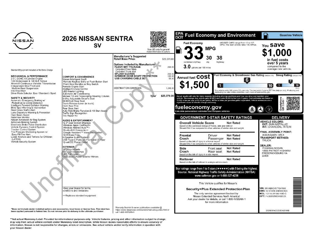 2026 Nissan Sentra SV