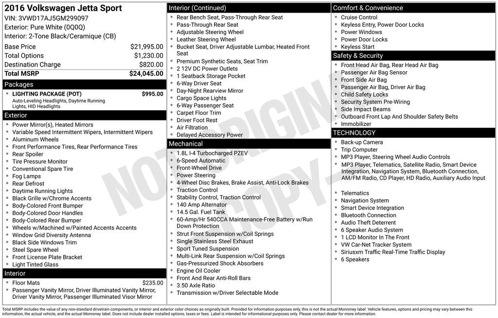 2016 Volkswagen Jetta 1.8T Sport