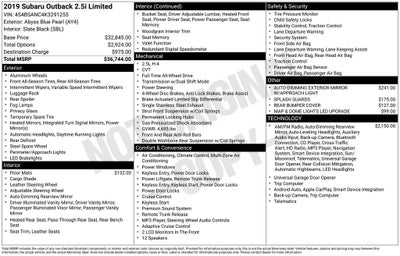 2019 Subaru Outback 2.5i Limited