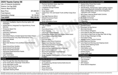 2025 Toyota Camry Base