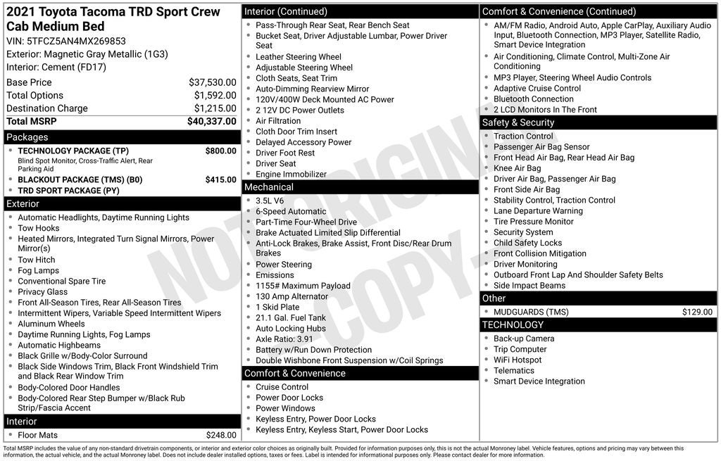 2021 Toyota Tacoma TRD Sport V6