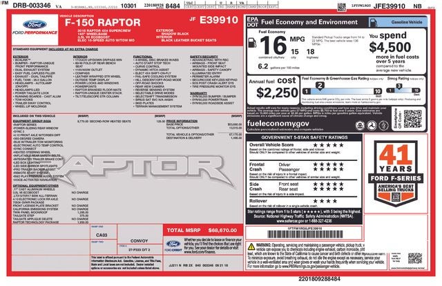2018 Ford F-150 Raptor