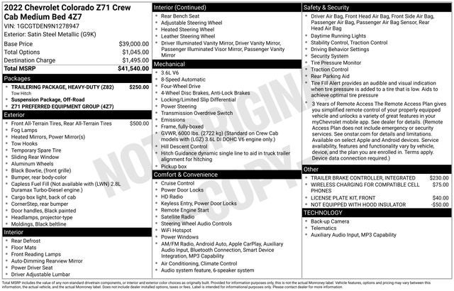 2022 Chevrolet Colorado Z71