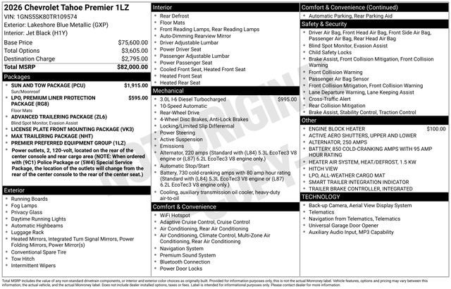 2026 Chevrolet Tahoe Premier