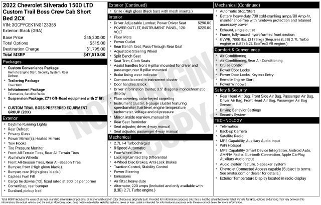2022 Chevrolet Silverado 1500 LTD Custom Trail Boss