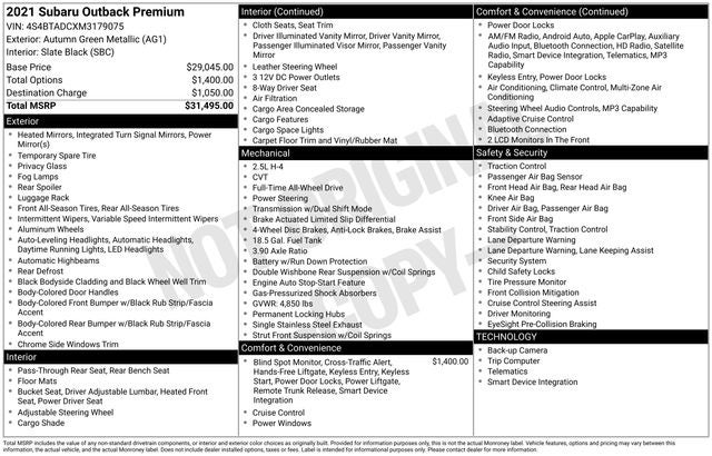 2021 Subaru Outback Premium