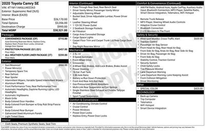 2020 Toyota Camry SE