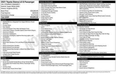 2021 Toyota Sienna LE 8 Passenger