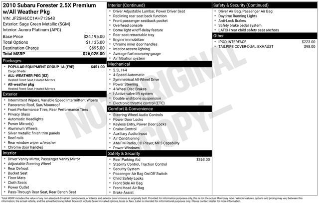 2010 Subaru Forester 2.5X Premium