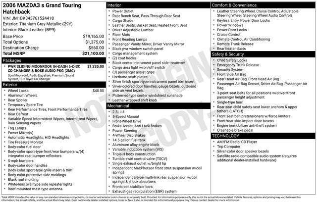 2006 Mazda Mazda3 s Grand Touring Base