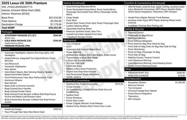 2025 Lexus UX 300h Premium