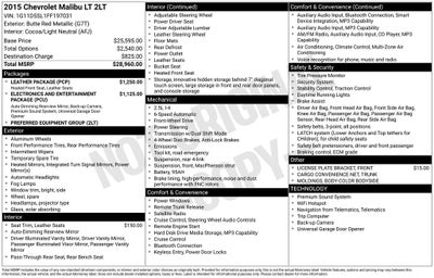 2015 Chevrolet Malibu LT 2LT