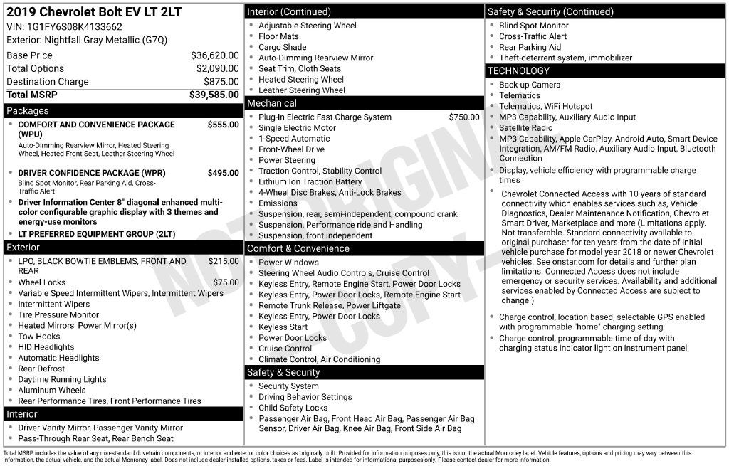 2019 Chevrolet Bolt EV LT