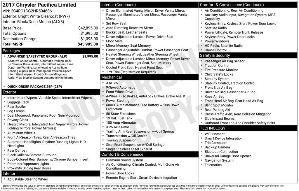 2017 Chrysler Pacifica Limited