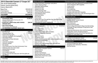 2015 Chevrolet Camaro 2LT 2LT