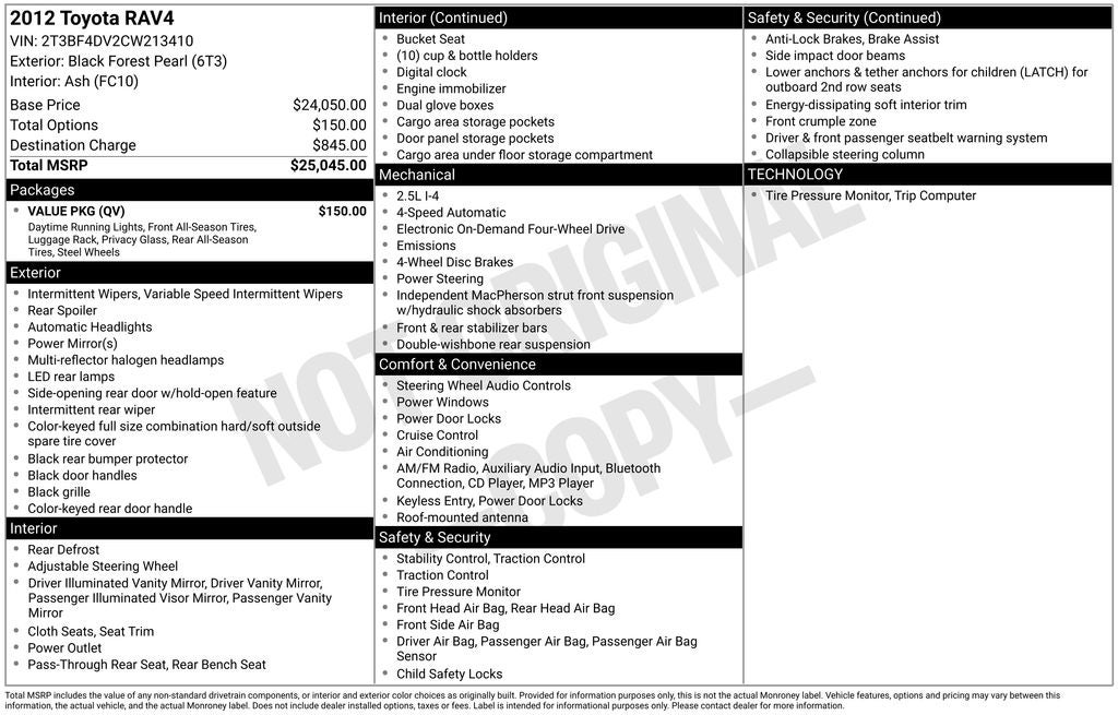 2012 Toyota RAV4 Base