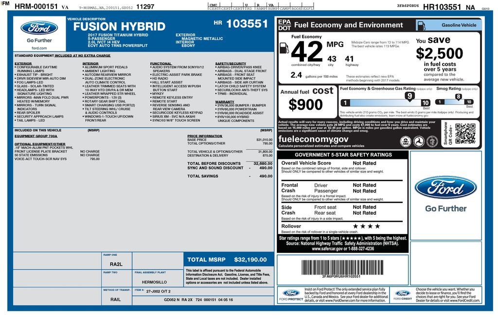 2017 Ford Fusion Hybrid Titanium