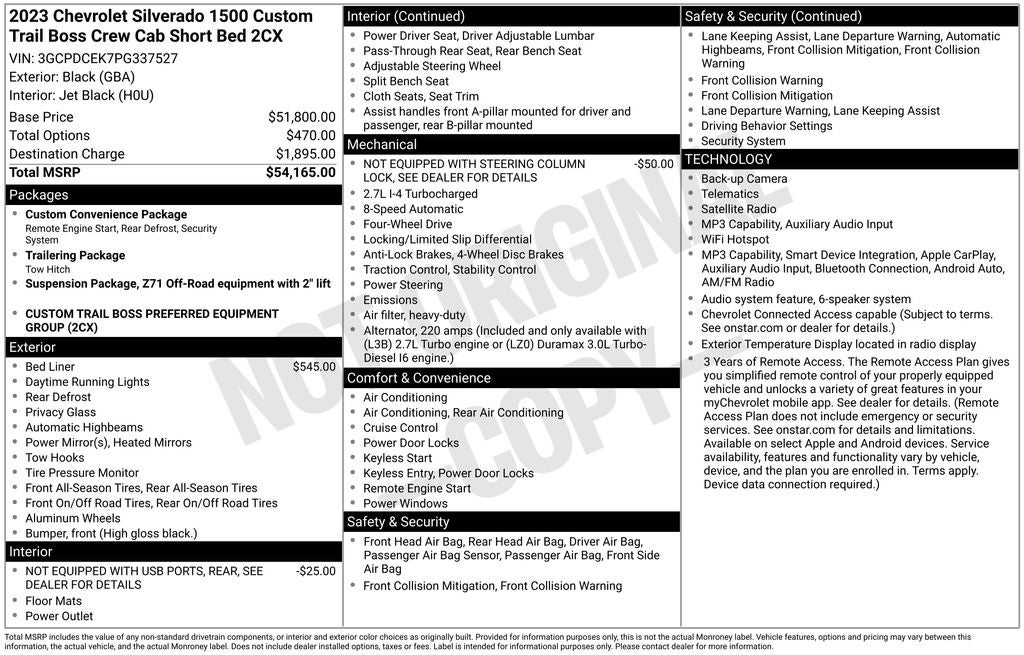 2023 Chevrolet Silverado 1500 Custom Trail Boss