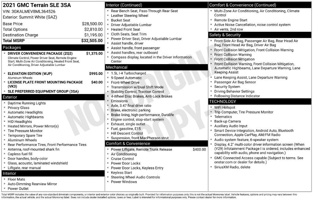 2021 GMC Terrain SLE
