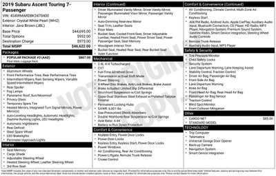 2019 Subaru Ascent Touring