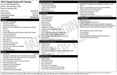 2013 Toyota Avalon XLE Touring