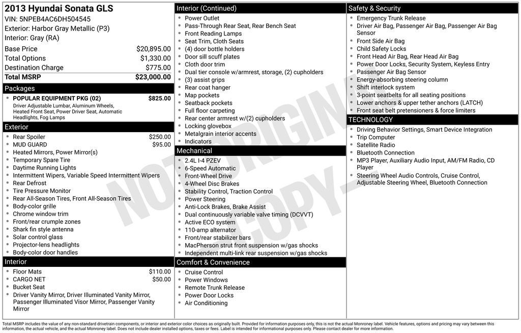 2013 Hyundai Sonata GLS