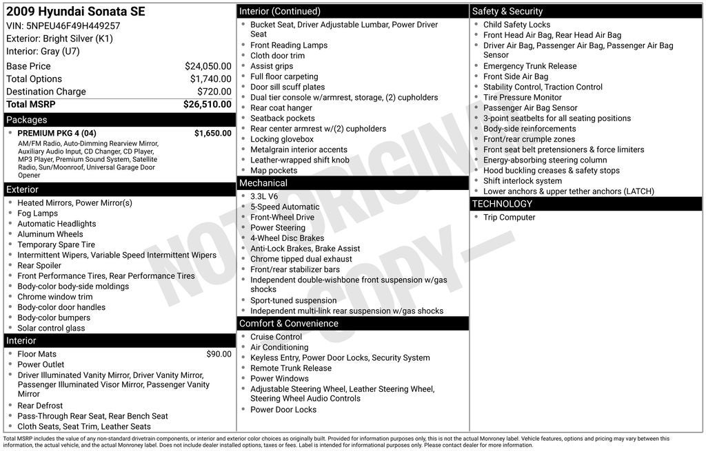 2009 Hyundai Sonata SE