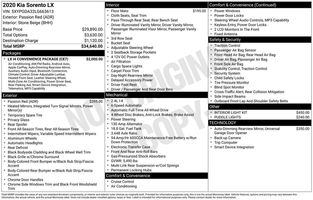 2020 Kia Sorento LX