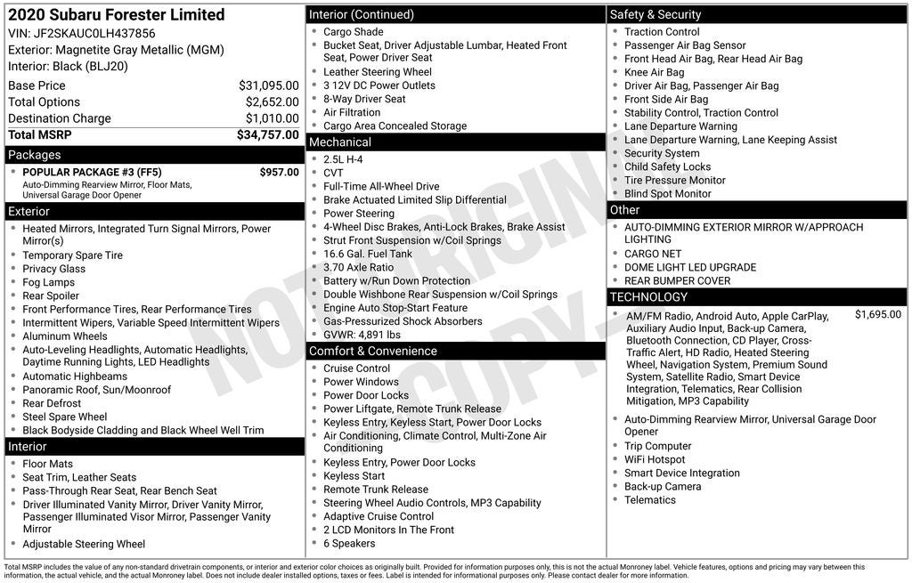 2020 Subaru Forester Limited