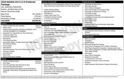 2025 Mazda Mazda CX-5 2.5 S Preferred Package