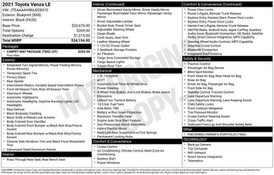 2021 Toyota Venza LE