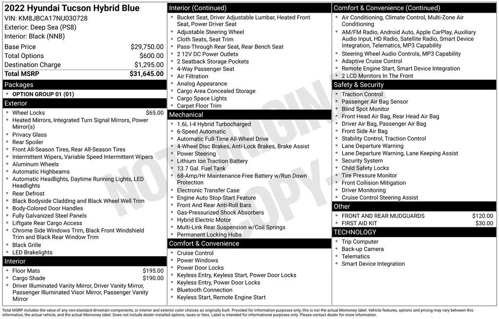 2022 Hyundai Tucson Hybrid Blue
