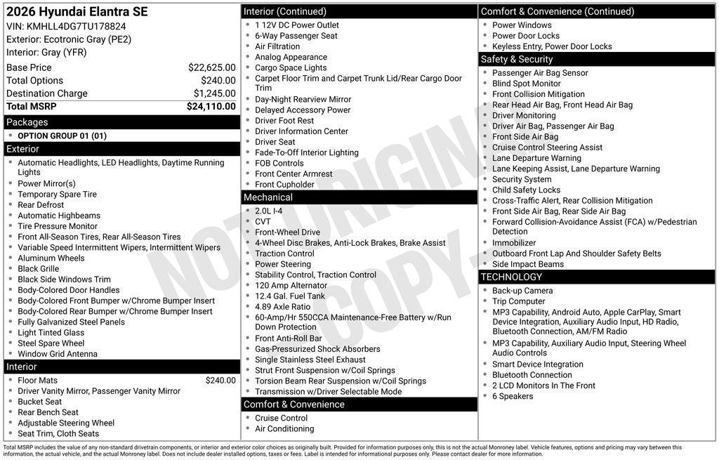 2026 Hyundai Elantra SE