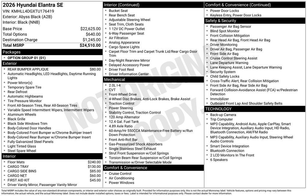 2026 Hyundai Elantra SE