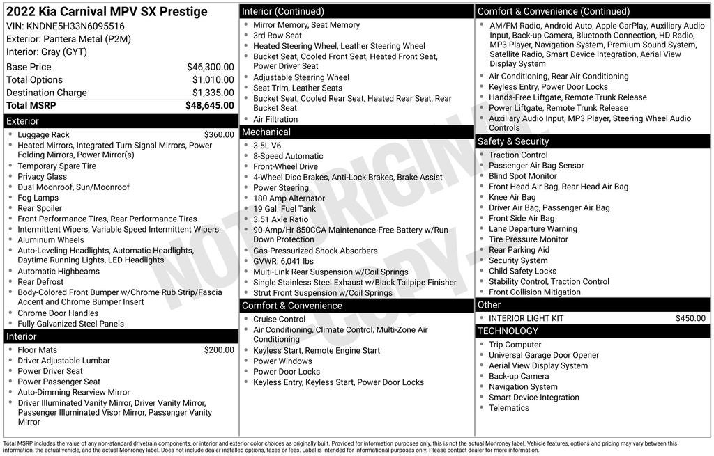 2022 Kia Carnival SX Prestige