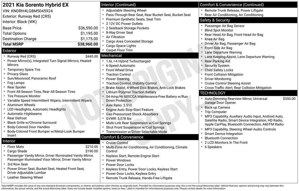 2021 Kia Sorento Hybrid EX