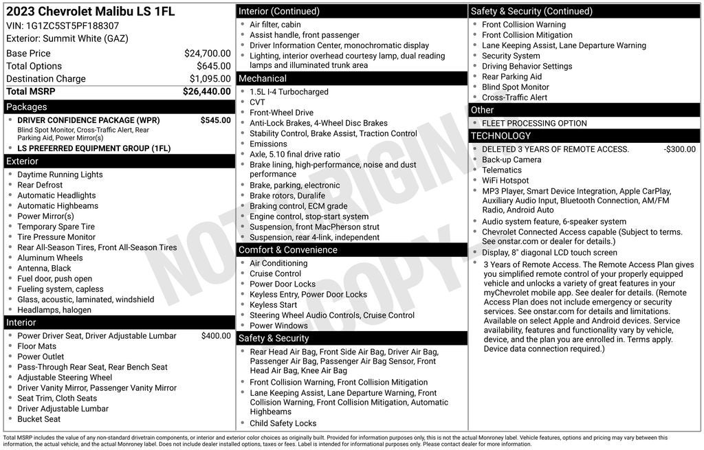 2023 Chevrolet Malibu LS 1FL