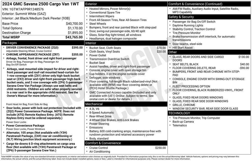 2024 GMC Savana 2500 Work Van