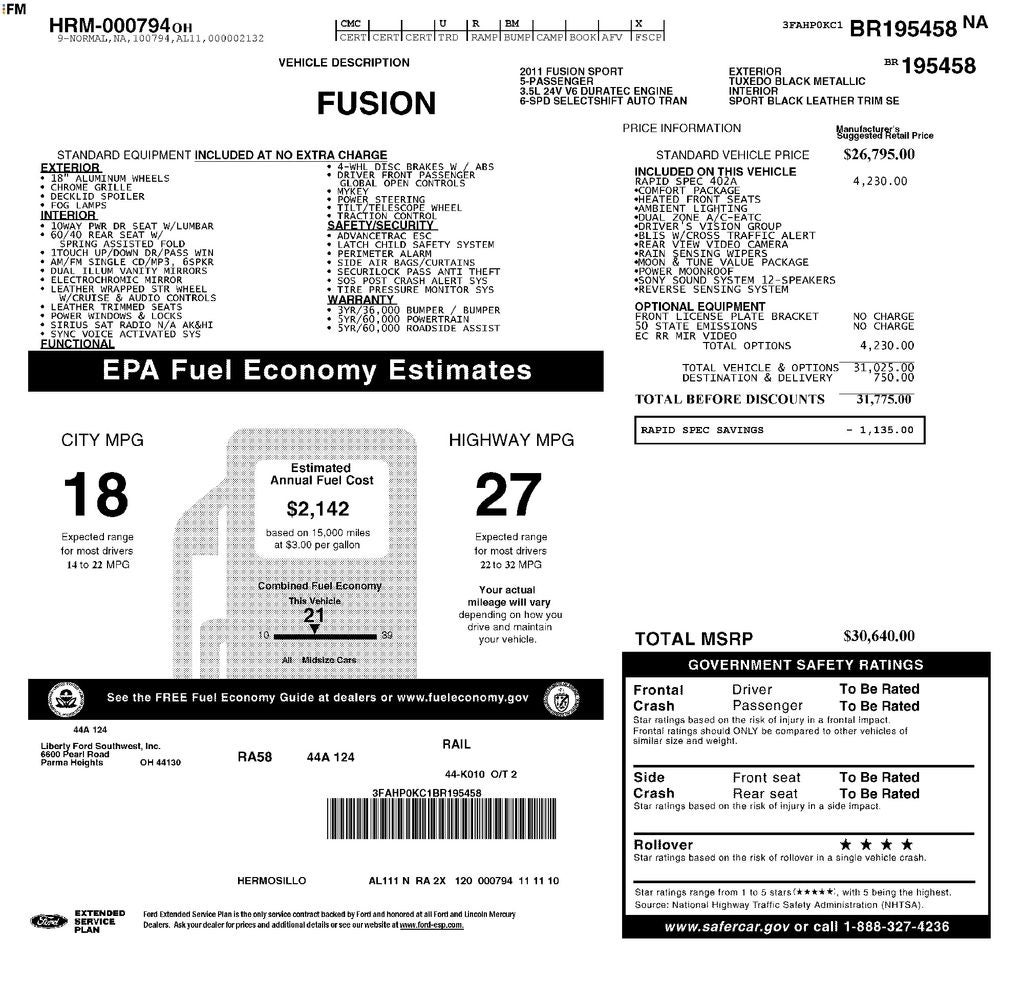 2011 Ford Fusion Sport
