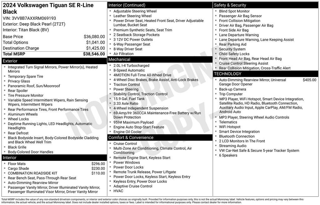 2024 Volkswagen Tiguan 2.0T SE R-Line Black