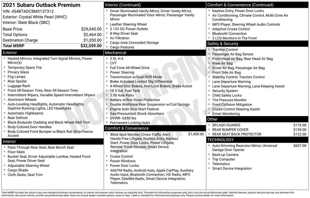 2021 Subaru Outback Premium
