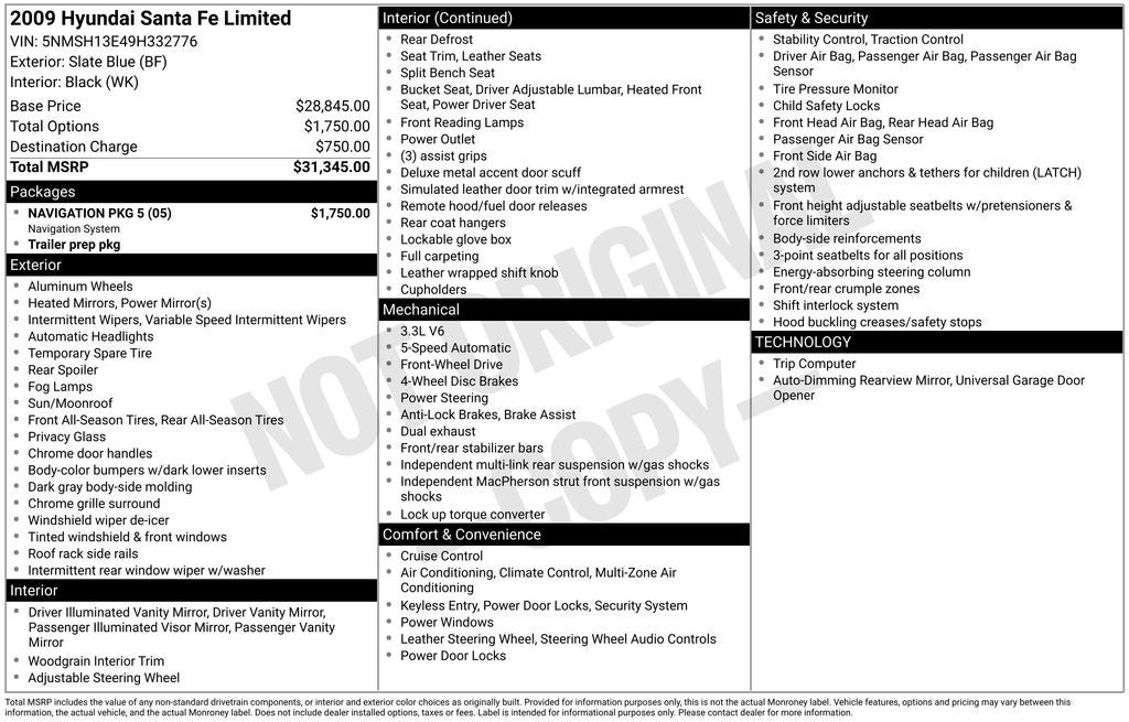 2009 Hyundai Santa Fe Limited